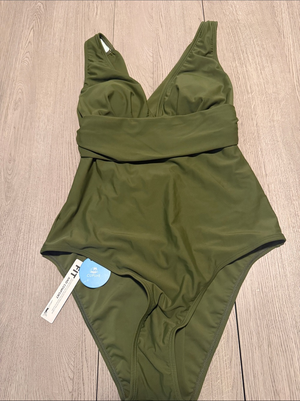 Cupshe Olive Green Ruched Waist One-Piece Swimsuit